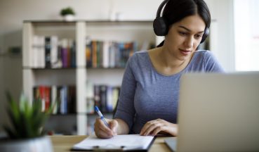 Young woman working from home